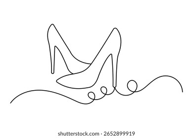Contorno de sapato de salto alto na moda em minimalista um estilo de linha ícone isolado ilustração