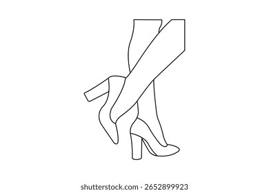 Contorno de sapato de salto alto na moda em minimalista um estilo de linha ícone isolado ilustração