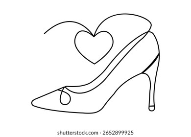 Contorno de sapato de salto alto na moda em minimalista um estilo de linha ícone isolado ilustração