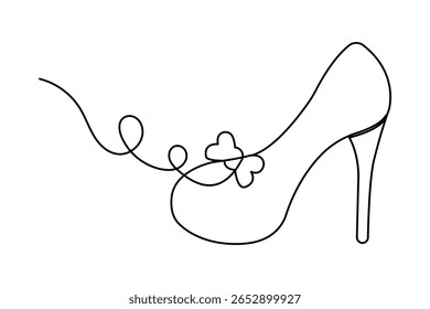 Contorno de sapato de salto alto na moda em minimalista um estilo de linha ícone isolado ilustração