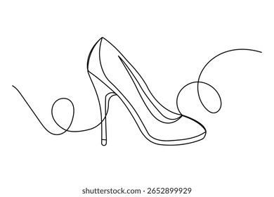 Contorno de sapato de salto alto na moda em minimalista um estilo de linha ícone isolado ilustração