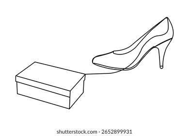 Contorno de sapato de salto alto na moda em minimalista um estilo de linha ícone isolado ilustração