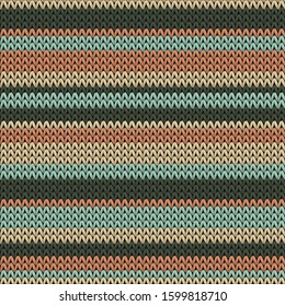 Fashionable horizontal stripes christmas knit geometric seamless pattern. Ugly sweater knit effect ornament. Classic warm seamless knitted pattern. Winter holidays wallpaper.