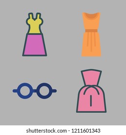 fashionable icon set. vector set about dress and eye glasses icons set.