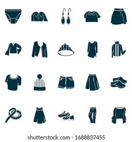 Fashionable icons set with beachwear, short cardigan, top and other garment elements. Isolated vector illustration fashionable icons.