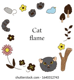 Fashionable illustration frame of black cat