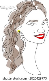 Fashionable illustration one line design portrait of a girl, bright sketch of a beautiful woman