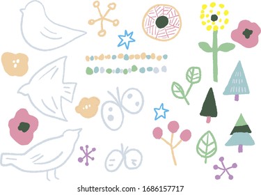 Fashionable illustration vector material set