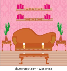  Fashionable interior of living room - vector