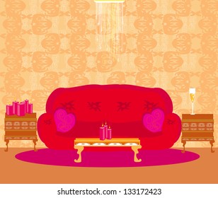  Fashionable interior of living room - vector