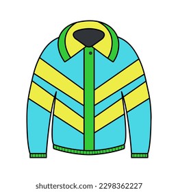 Fashionable jacket in the style of the 80s-90s. Retro colorful neon colors sport jacket. Vector illustration.