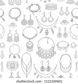 Fashionable jewelry collection vector seamless background pattern.