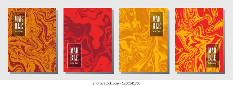 Fashionable journal layouts set. Composition for binder template, corporate flyers. Annual report cover flowing layouts set. Flyer, banner, report, journal, binder vectors, title place.