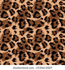 Fashionable Leopard Seamless Pattern. Stylized Spotted Leopard Skin Background. leopard print clothes fashion design. leopard spots, animal fur seamless design