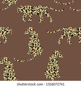 Fashionable leopard skin seamless pattern. Modern wild animal silhouette repeat illustration. Stylized spotted vector texture. Creative print on white background. For fashion, fabric, tile, wallpaper
