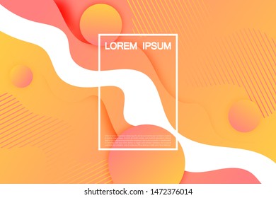 Fashionable liquid flyers background. For an invitation, for advertising, to attract customers. Gradients red orange color. With a shadow.