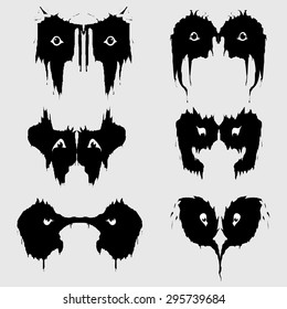 Fashionable logos scary eyes on a white background