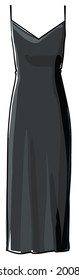 Fashionable long dress with straps made of silk. Isolated clothes for elongating and highlighting figure. Trendy clothing, modern comfortable and elegant outfit for girls. Vector in flat style