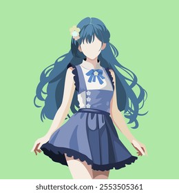 fashionable long haired girl in anime style cosplay suit