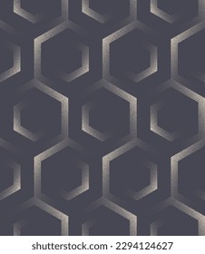 Modische Luxus Geometrisches, nahtloses Muster, Vektorgrafik, abstrakter Hintergrund. Hexagonale Honeycomb Gitter Struktur Trendy Design Textile Print Repetitive Abstraktion. Halbe Tone-Mod-Hexagons