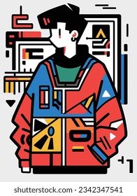 Fashionable Male Character Illustrations and Vector Clothing Design Poster