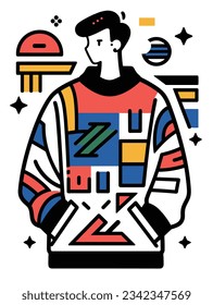 Fashionable Male Character Illustrations and Vector Clothing Design Poster