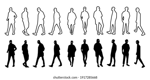 Fashionable male silhouette icon illustration black and white material