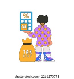 Fashionable man with a percentage. The topic of paying taxes.