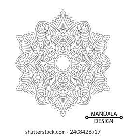 Fashionable Mandala of Coloring Book Page for Adults and Children. Easy Mandala Coloring Book Pages for Adults to Relax, Experiences Give Relief. Resizeable Vector File