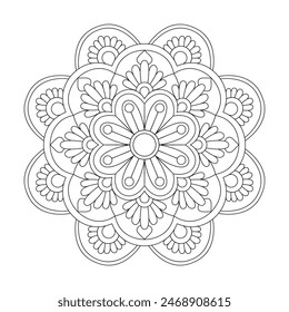 Fashionable Mandala Kids Coloring Book Page for kdp Book Interior. Peaceful Petals, Ability to Relax, Brain Experiences, Harmonious Haven, Peaceful Portraits, Blossoming Beauty mandala design.