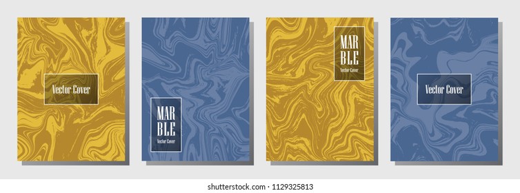 Fashionable marble pattern binder cover layout, journal design template vector set. Marble background patterns set for binder design, journal, certificate layout, book cover. Hipster vector graphics.