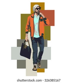 Fashionable men. freehand drawing vector. Can be used for banners, cards, covers, etc.
