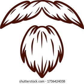 Fashionable men's haircut. element of head and face hipster. Long moustache of old man. Cartoon black and white illustration. Fashion and style. Mask for app. Hair and beard