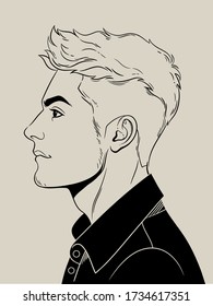 fashionable men's haircut, punk or hipster, picture made by contour