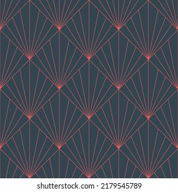 Fashionable Modern Art Deco Outline Seamless Pattern Trend Vector Abstract Background. Fancy Vintage Artdeco Geometric Structure Repetitive Wallpaper. Neat Line Art Graphic Old Fashioned Illustration