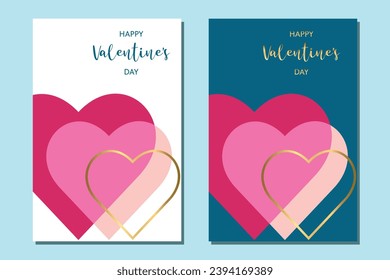 Fashionable modern cards with hearts for Happy Valentine's Day. Vector.