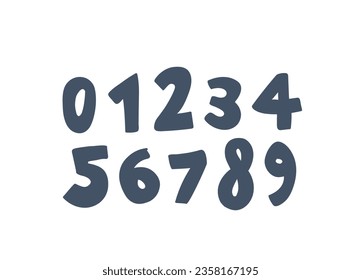 Fashionable modern children's playful numbers. Numbers drawn by hand with a marker. 1,2,3,4,5,6,7,8,9,0. Lettering. Vector alphabet on a white phone.