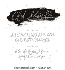 Fashionable modern font. Vector alphabet on white background. Letters, drawn by hand with a brush. Calligraphy and lettering.