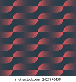 Fashionable Modern Geometric Seamless Pattern Trend Vector Red Abstract Background. Striped Half Tone Art Illustration for Textile Print. Repetitive Graphic Abstraction Wallpaper Dot Work Texture