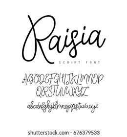 Fashionable modern vector font on white background. Uppercase and lowercase letters. Lettering, typography, calligraphy. English alphabet. Elements for design.