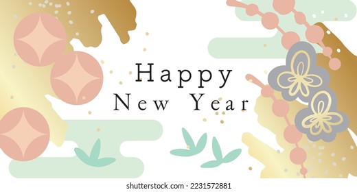 Fashionable New Year Japanese paper pattern background illustration