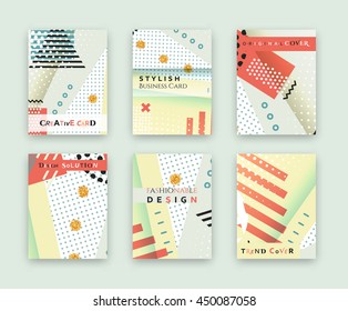 Fashionable original cover. Stylish business card. Design template bright solution, creative frame surface. Abstract composition, error texture, collection brochure 6 sheet, elements part construction