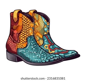 fashionable pair of cowboys boots icon isolated