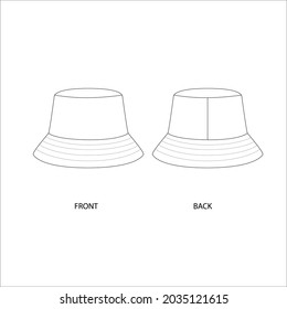 Fashionable Panama hat template. Vector summer hat. Сap with round fields. Technical drawing of the cap. hat isolated on white