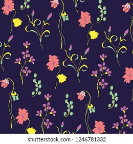 Fashionable pattern in small flowers. Floral background for textiles.