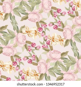 Fashionable pattern in small flowers. Floral background for textiles.