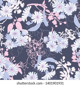 Fashionable pattern in small flowers. Floral background for textiles.