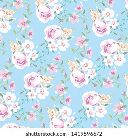 Fashionable pattern in small flowers. Floral background for textiles.