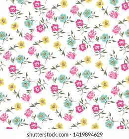 Fashionable pattern in small flowers. Floral background for textiles