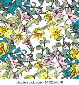 Fashionable pattern in small flowers. Floral background for textiles.